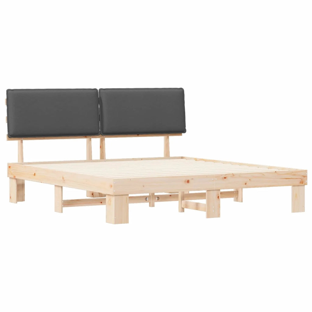 Letto con Testiera Rivestita Grigio scuro 200 x 200 cm 3398065