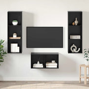 Set mobile TV-Credenza per TV Rovere Nero 37 x 37 x 107 cm Legno multistrato 463194