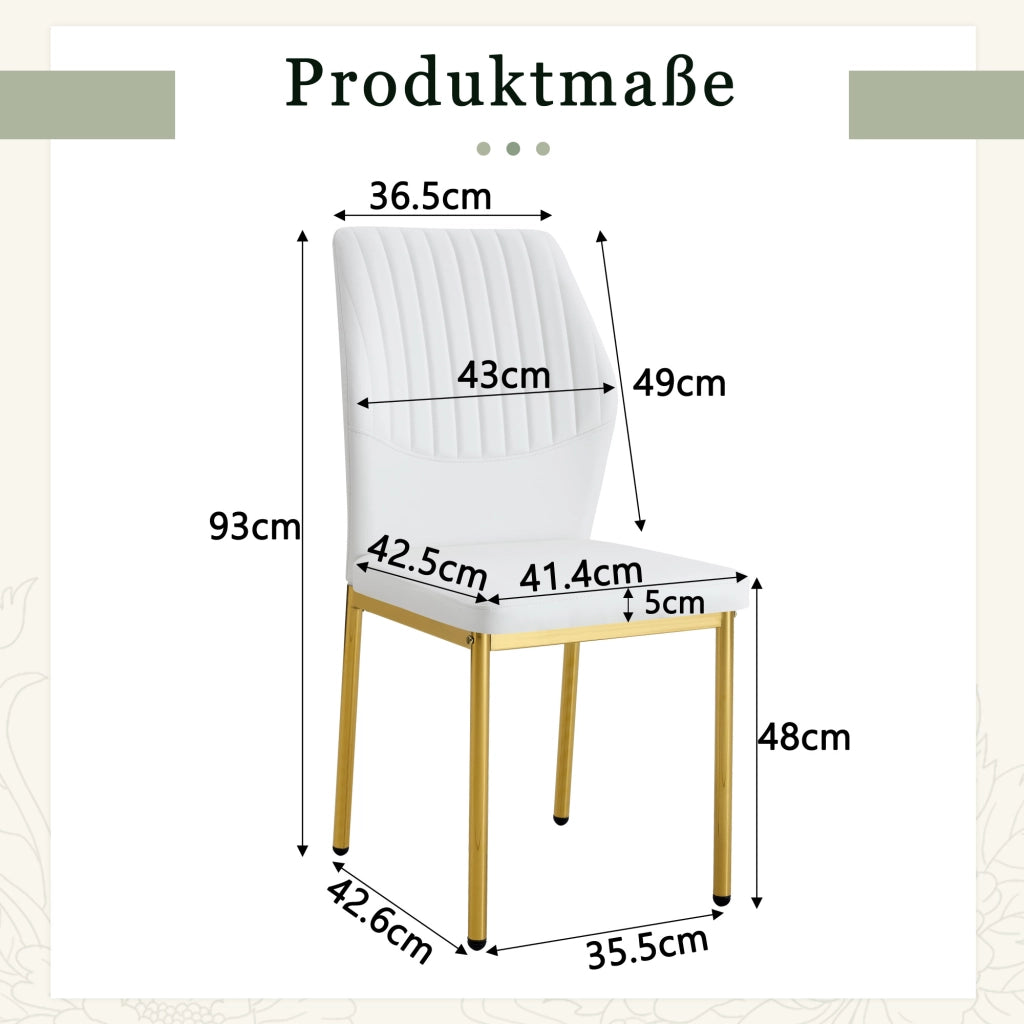 SEDIA da pranzo Set da 4 pezzi 93 cm Bianco/Oro PU