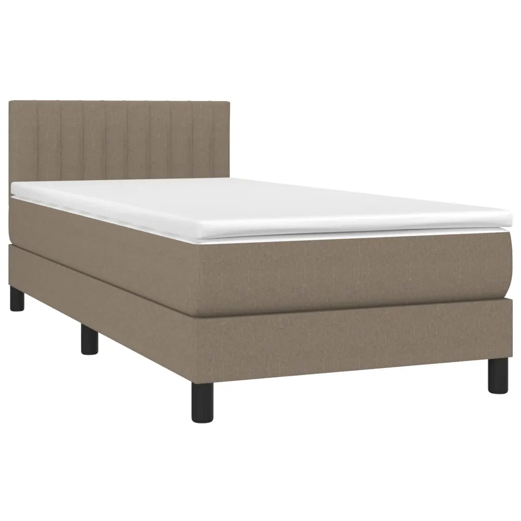 Letto singolo | Letto per adulti | Giroletto a Molle con Materasso Tortora 90x190 cm in Tessuto