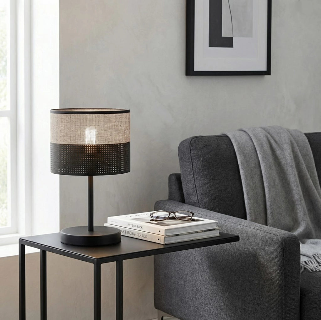 Lampada da tavolo KARBON traforata nera 1xE27 Emibig