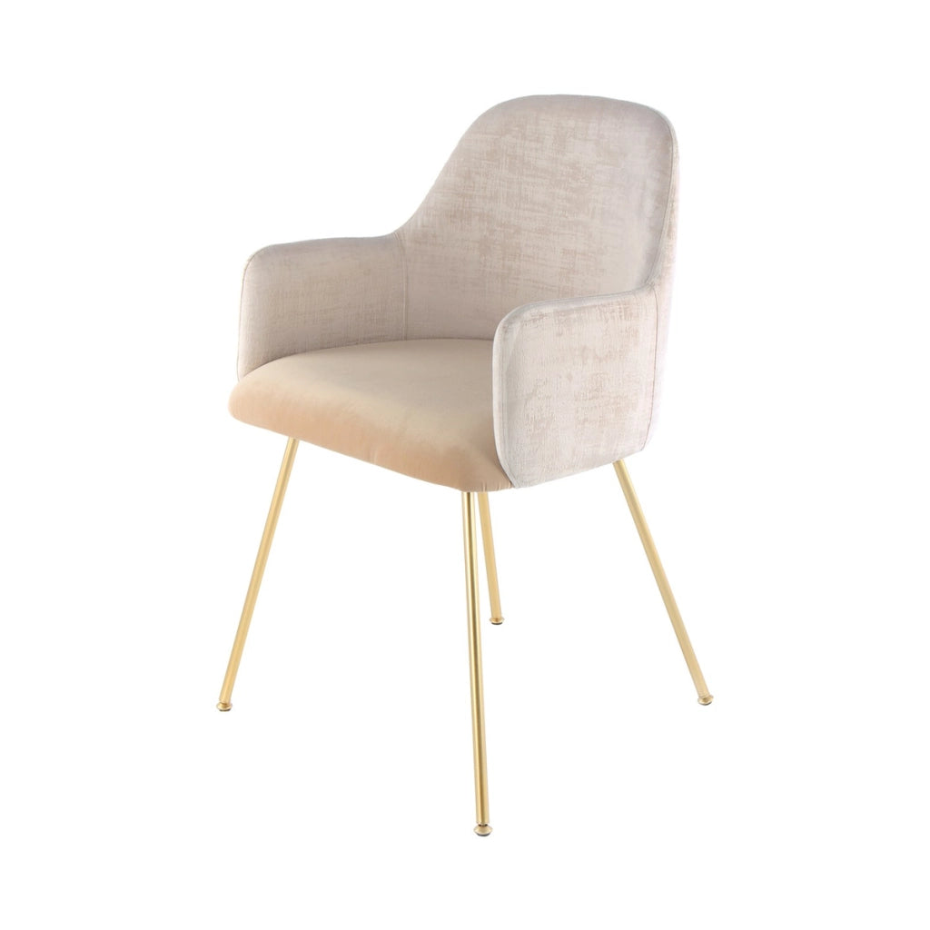Sedia di design Richard in velluto bicolore avorio e beige