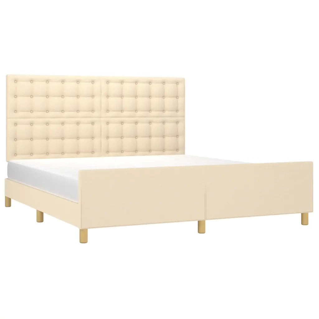 Letto matrimoniale | Letto per adulti | Giroletto con Testiera Crema 180x200 cm in Tessuto