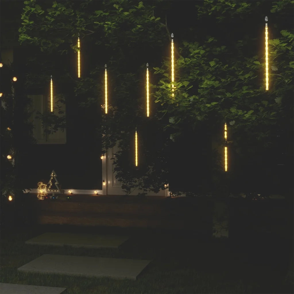 Luci Meteoriche 8 pz 30cm Bianco Caldo 192 LED Interni Esterni 328544
