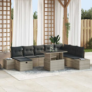 Set Divano da Giardino 11 pcs Grigio chiaro Poly Rattan