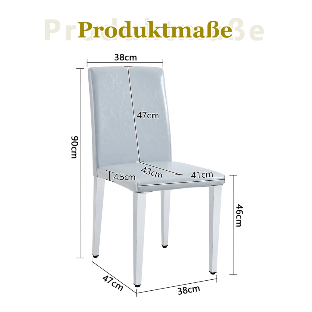 SEDIA da pranzo moderna 90 cm grigio chiaro e argento Set da 2 pezzi