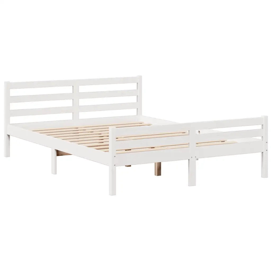 Letto Libreria senza Materasso Bianco 150x200 cm Legno di Pino 3322266