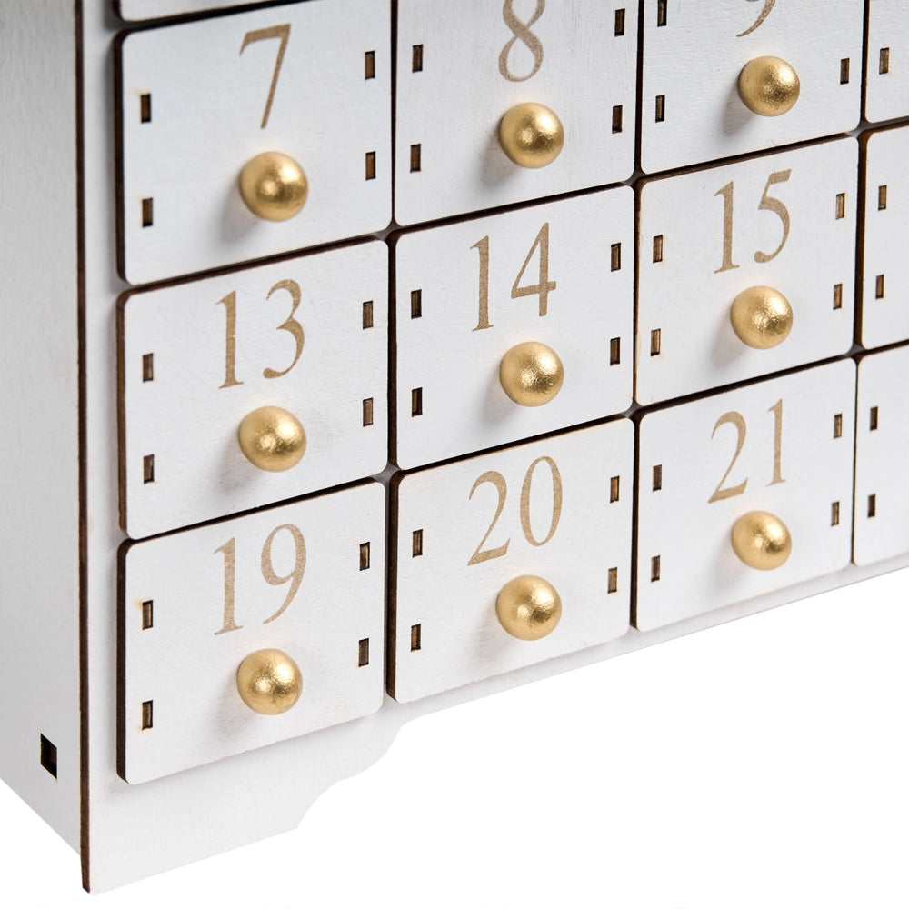 Decorazione natalizia LED in legno Calendario dell'Avvento Bianco da interno