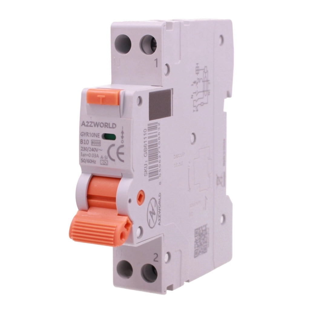 RCBO Interruttore Magnetotermico Differenziale Tipo A-SI Super Immunizzato, Curva B 1P+N 1M 6000A 30mA AC 230V IP20, GYR10N, Disponibili 6A 10A 16A 20A 25A 32A 40A (B10A)