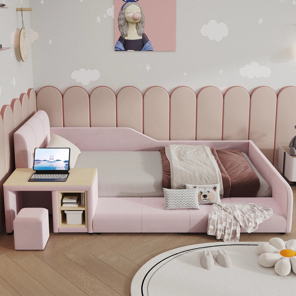 letto imbottito velluto rosa 90x200 cm