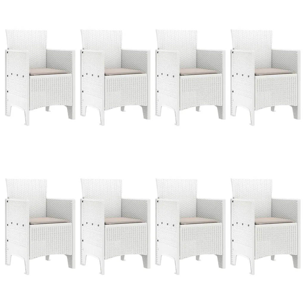 Set da Pranzo per Giardino 9 pcs Bianco Polipropilene