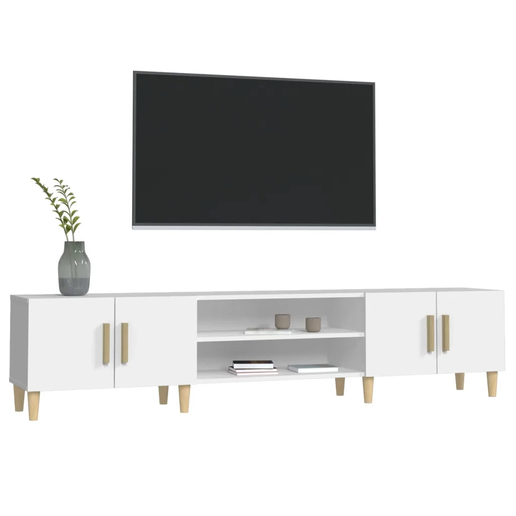 Mobile TV Bianco 180x31,5x40 cm in Legno Massello di Argilla 816256