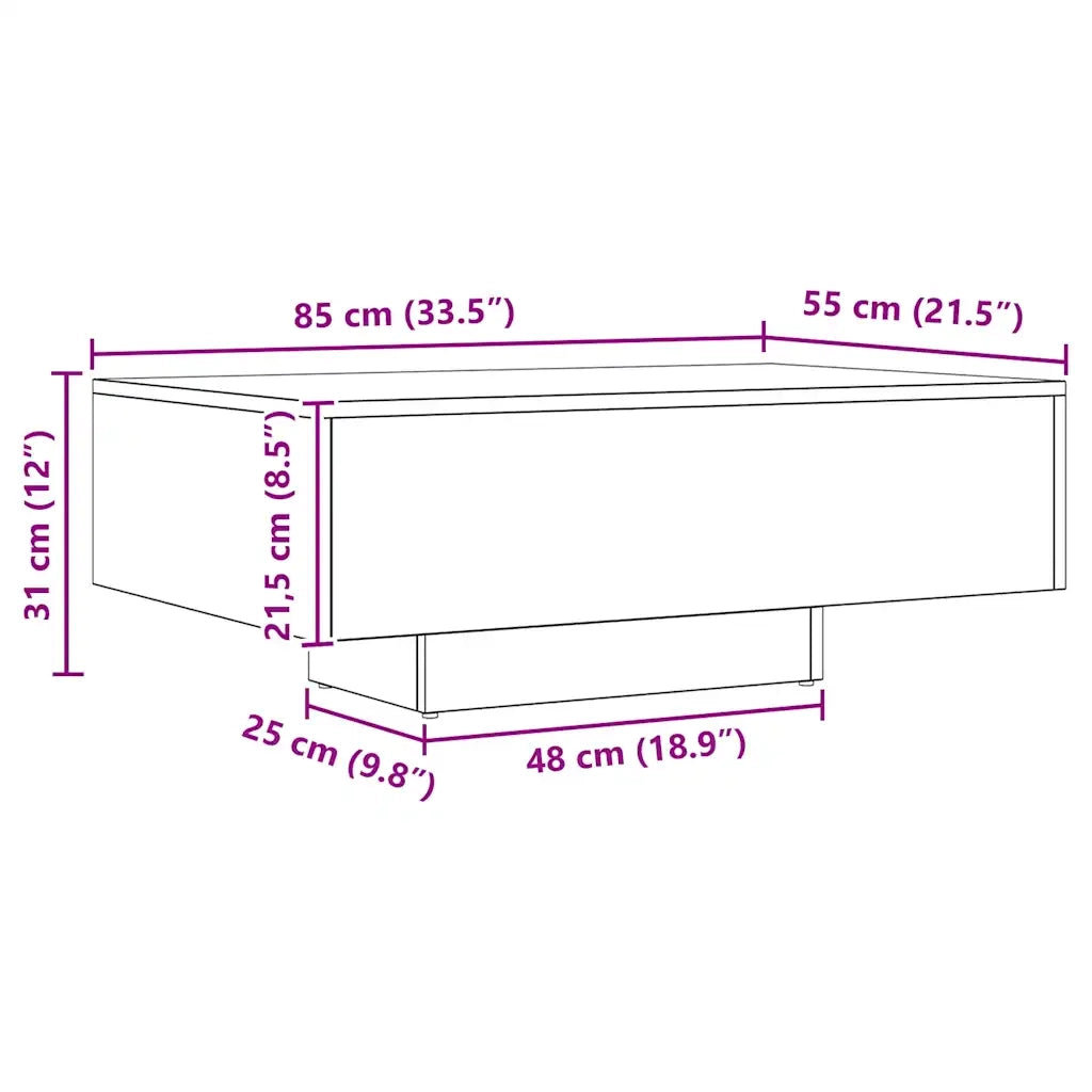 Tavolino Salotto-Tavolino da soggiorno-Tavolo Rovere Artigianale 85x55x31 cm in Truciolato