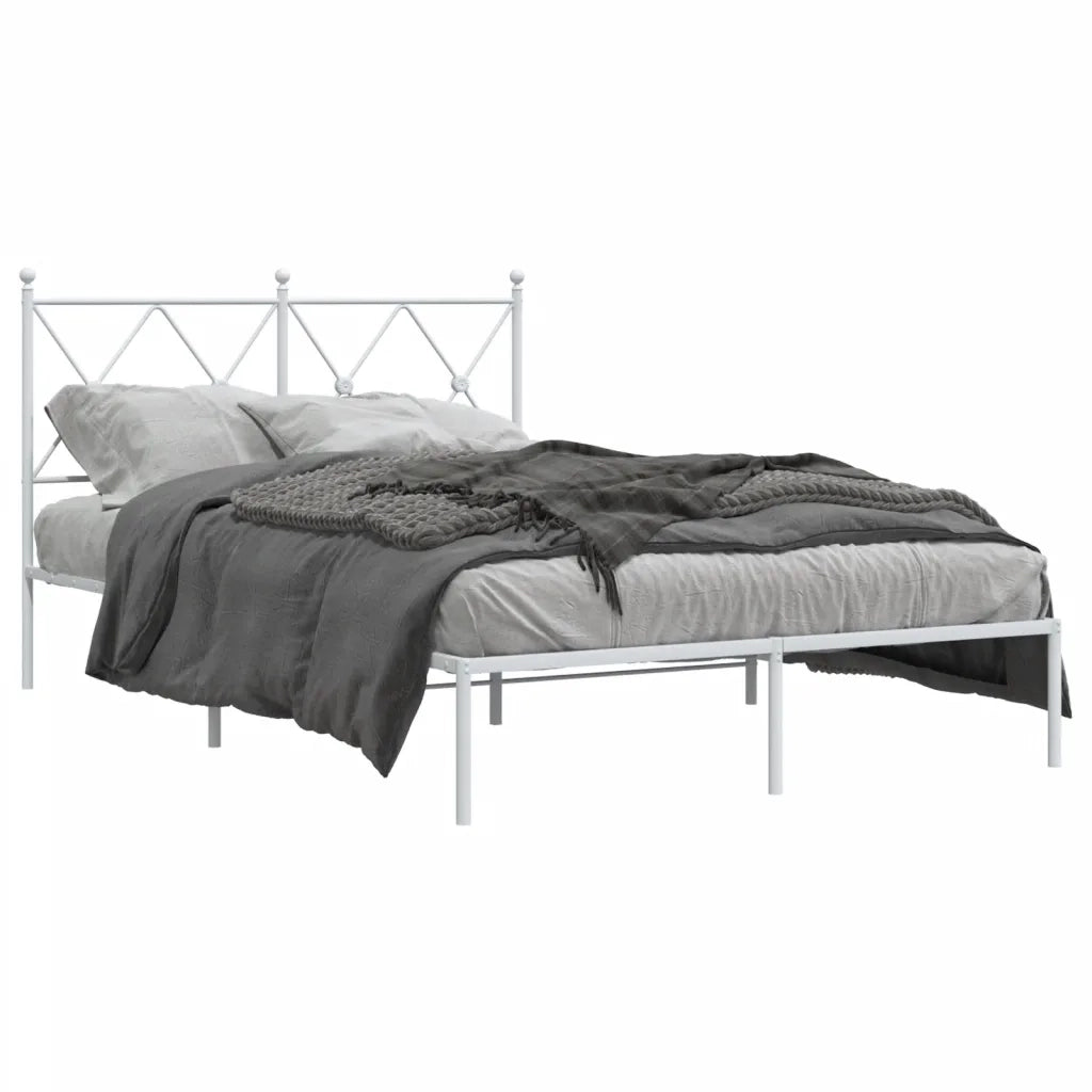 Letto matrimoniale | Letto per adulti | Giroletto con Testiera in Metallo Bianco 120x200 cm