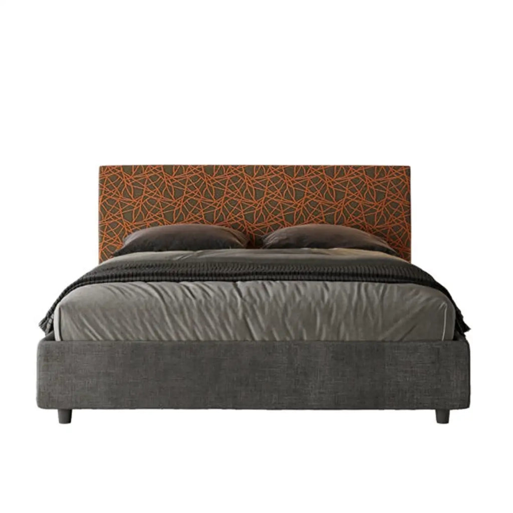 Letto matrimoniale contenitore imbottito 160x190 tessuto Era 4 arancio Arla