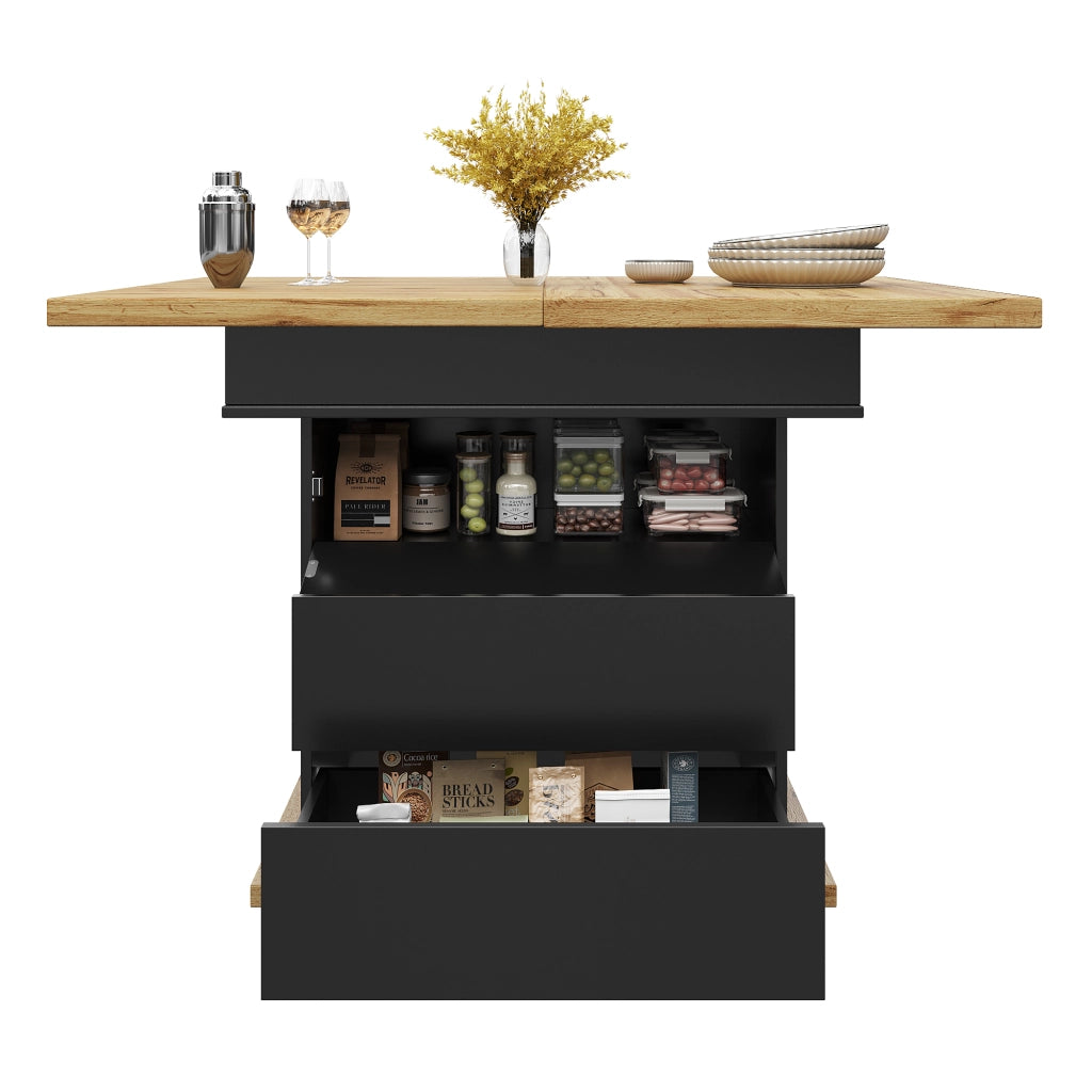 Tavolo allungabile per 4-6 persone con piano estendibile e vano contenitore; per cucina e soggiorno; 110-140×80×75 cm