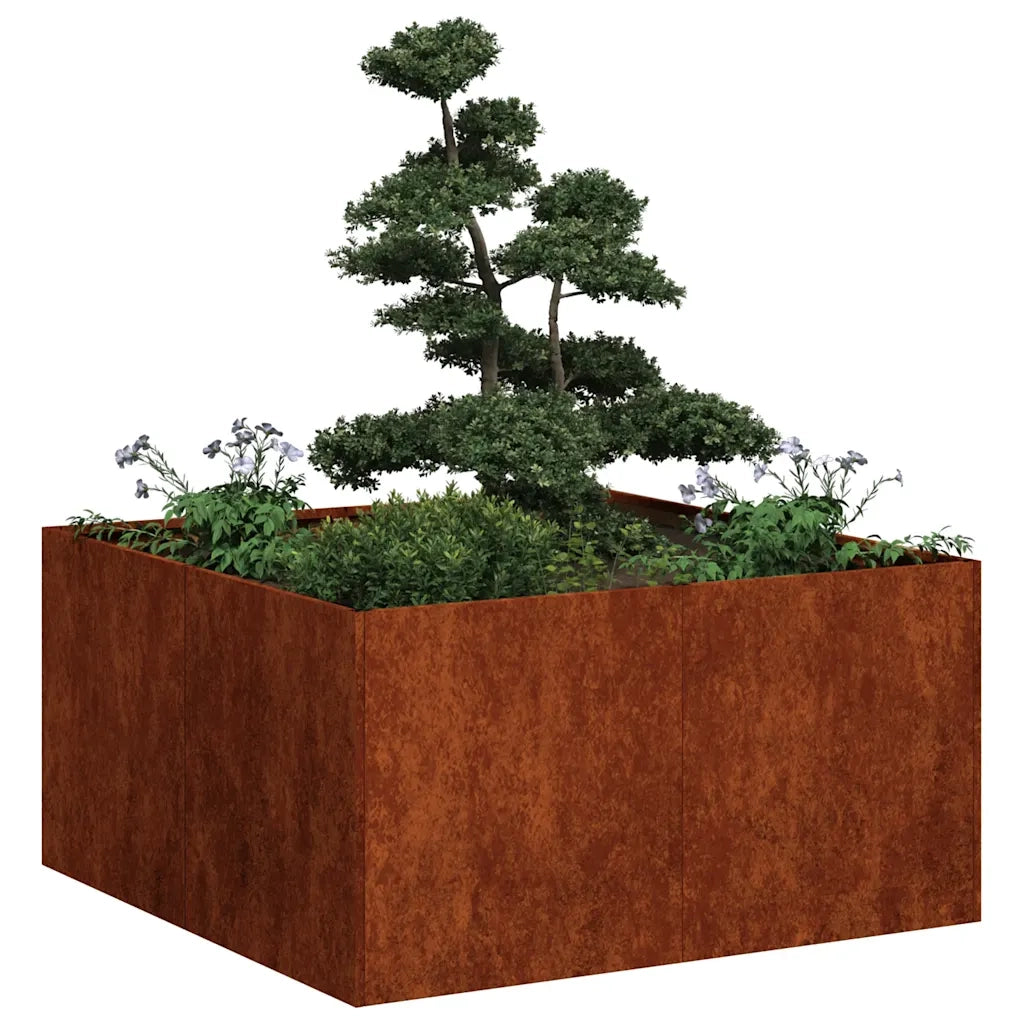 Fioriera | Cassetta per fiori | Vaso Arrugginita 80x80x40 cm in Acciaio Corten