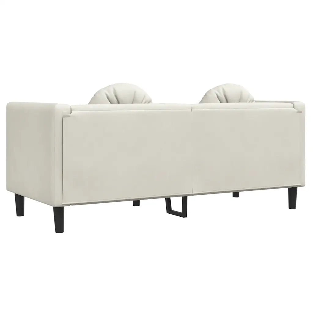 Divano a 2 Posti con Cuscini-Sofa 2 Posti con Cuscini Crema in Velluto