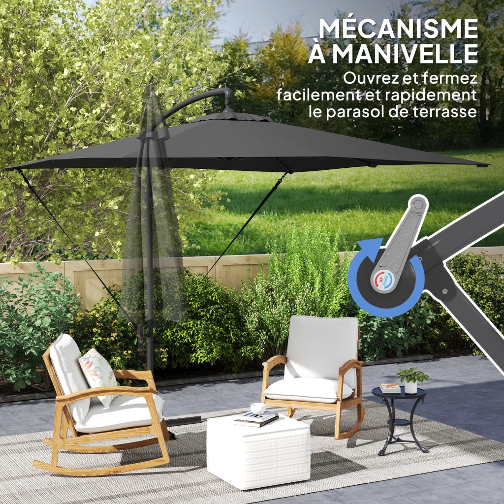 Ombrellone da giardino decentrato 2,5x2,5m ¨C Xylo ¨C Grigio antracite con manovella