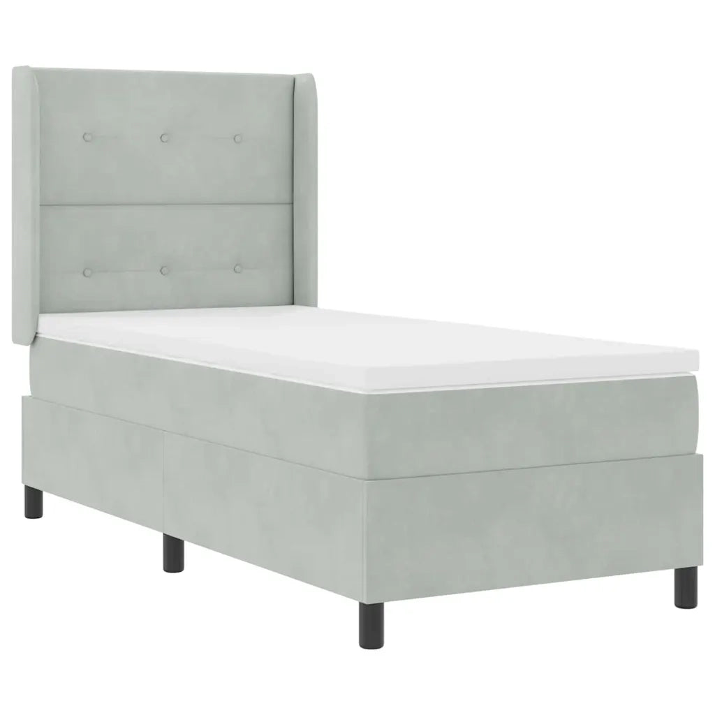 Letto a molle con materasso Grigio chiaro 80 x 200 cm Velluto
