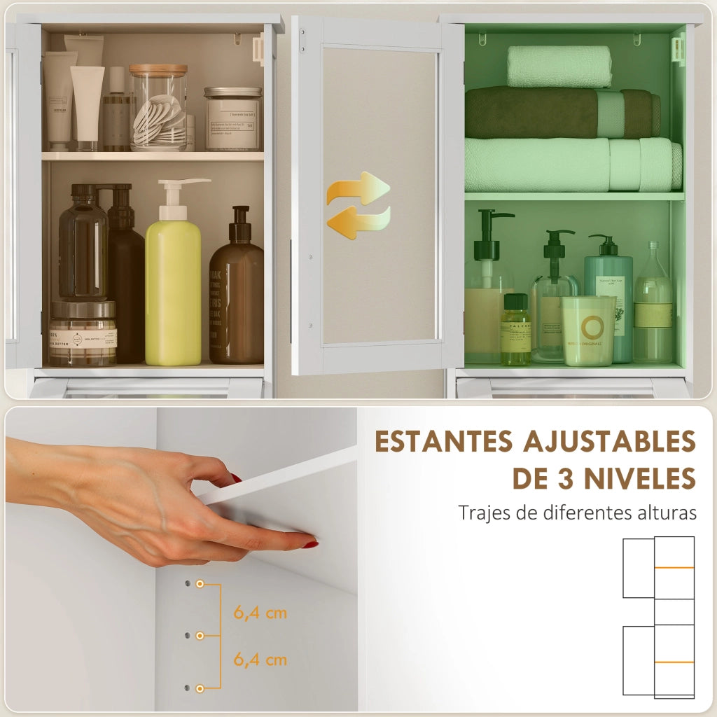 Colonna Bagno con Anta a Vetro Ripiani Regolabili e Cassetto ¨C Minimal ¨C Bianco 40x31x170 cm