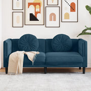 Divano a 2 Posti con Cuscini-Sofa 2 Posti con Cuscini Blu in Velluto