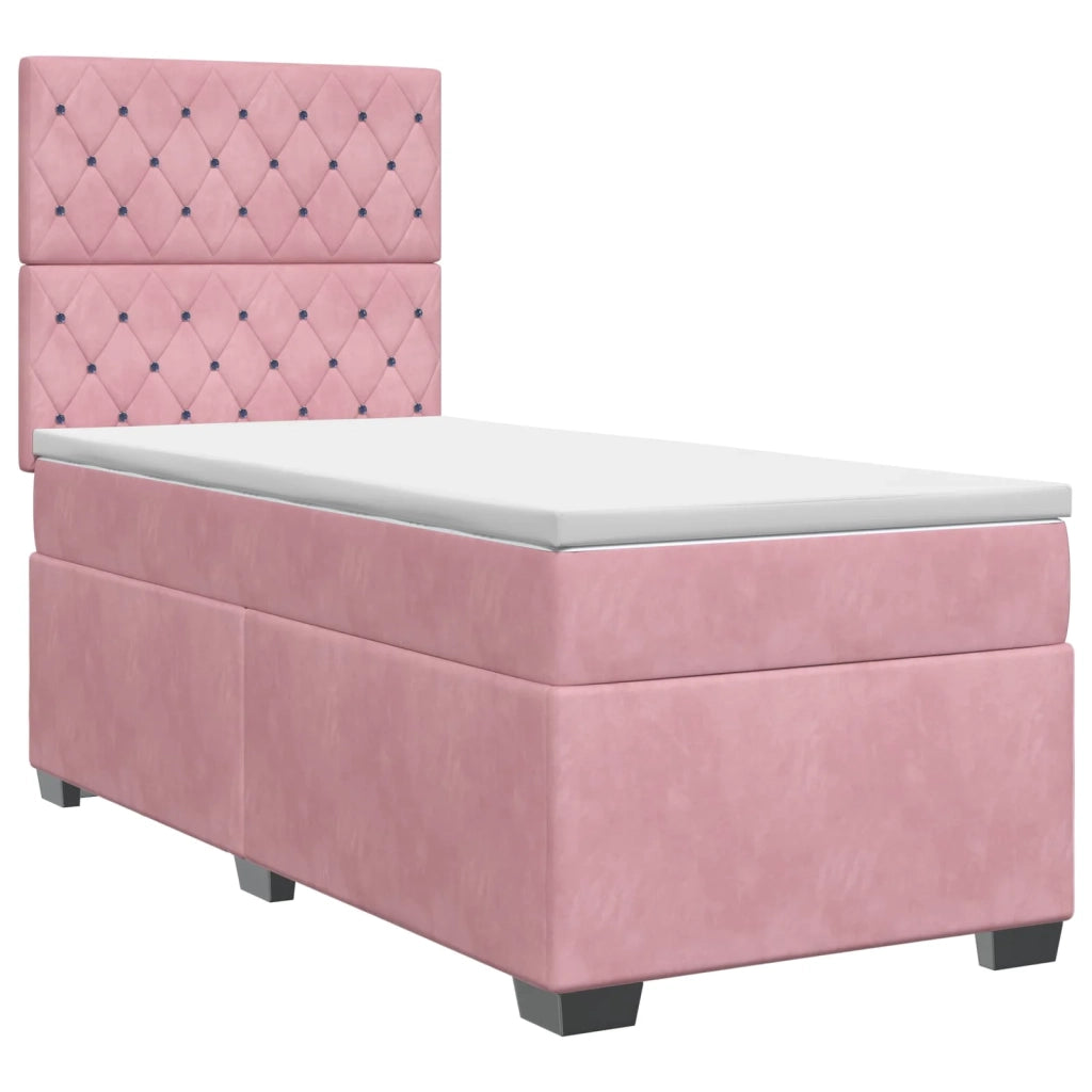 Letto box spring con materasso Rosa 100 x 200 cm Velluto 3453583