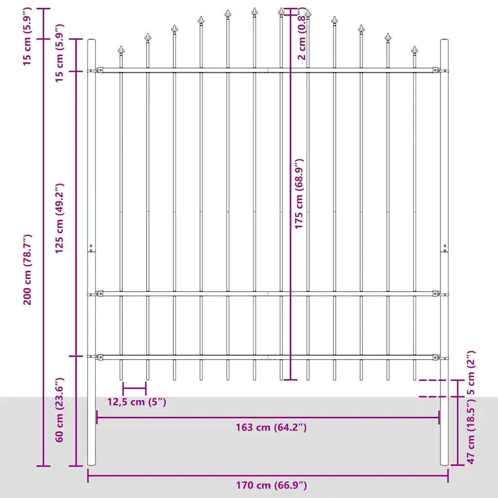 Recinzione per Giardino 7 pcs Grigio 170 x 215 cm 3360128