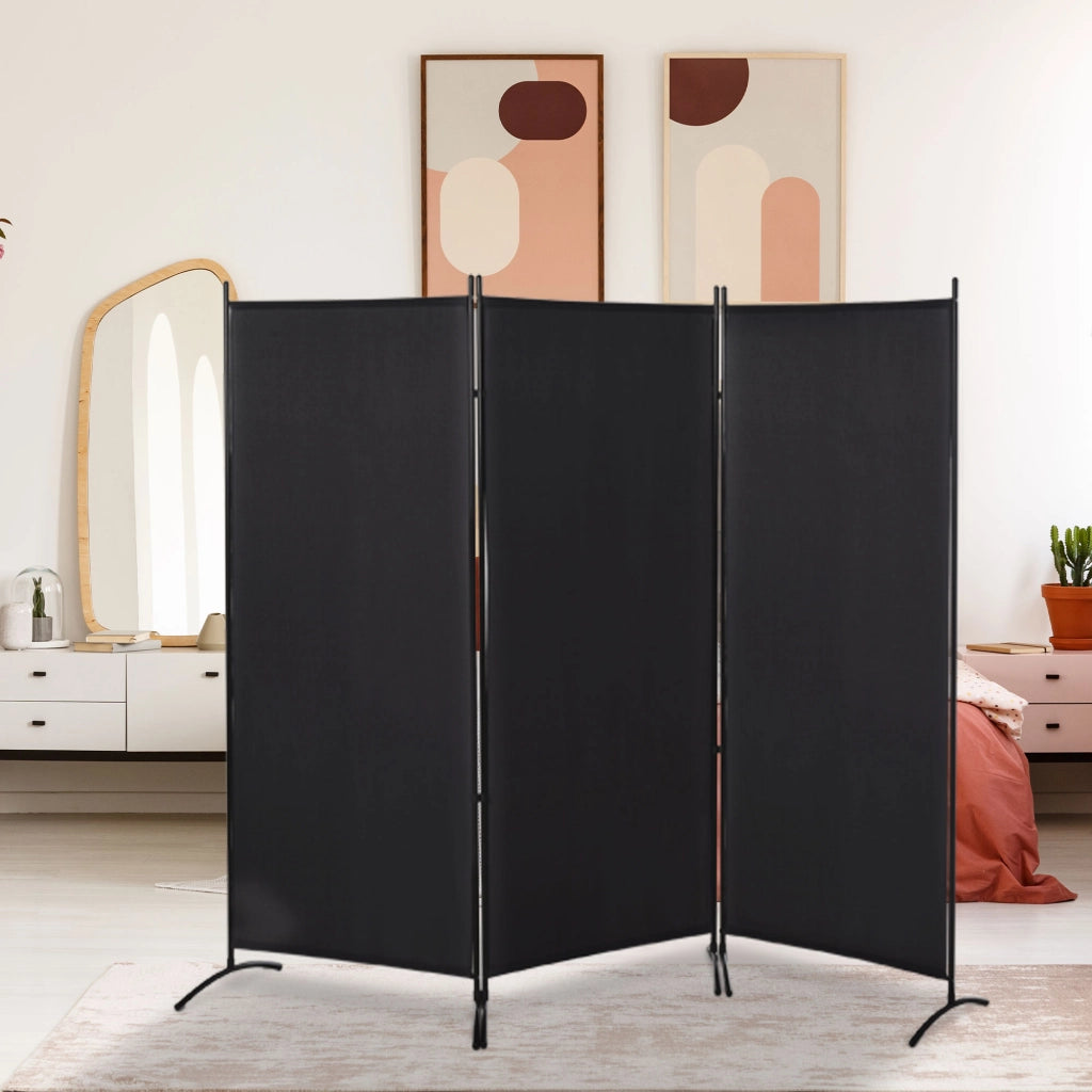 Biombo Separatore 3 Pannelli ¨C zephmum ¨C Nero 253x50x182 cm