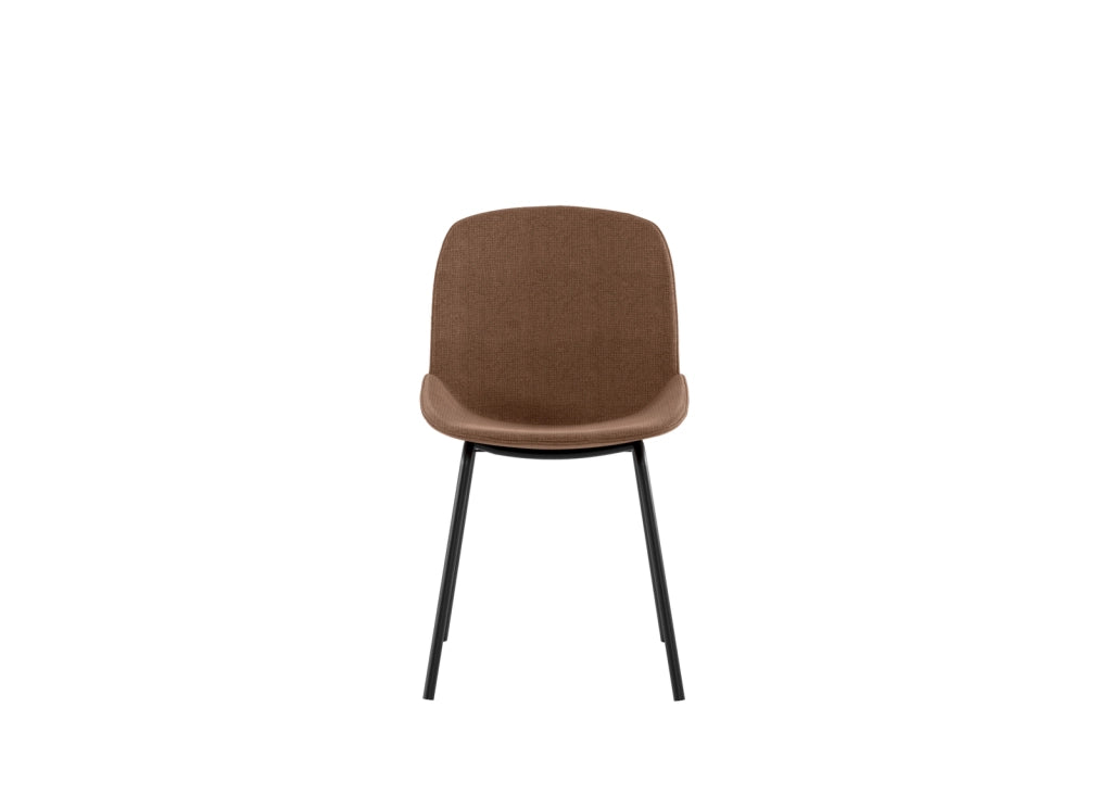 Sedia da pranzo Eva con seduta rivestita in tessuto ruggine e struttura in polipropilene - Base in metallo nero - Dimensioni 46x57x80 cm