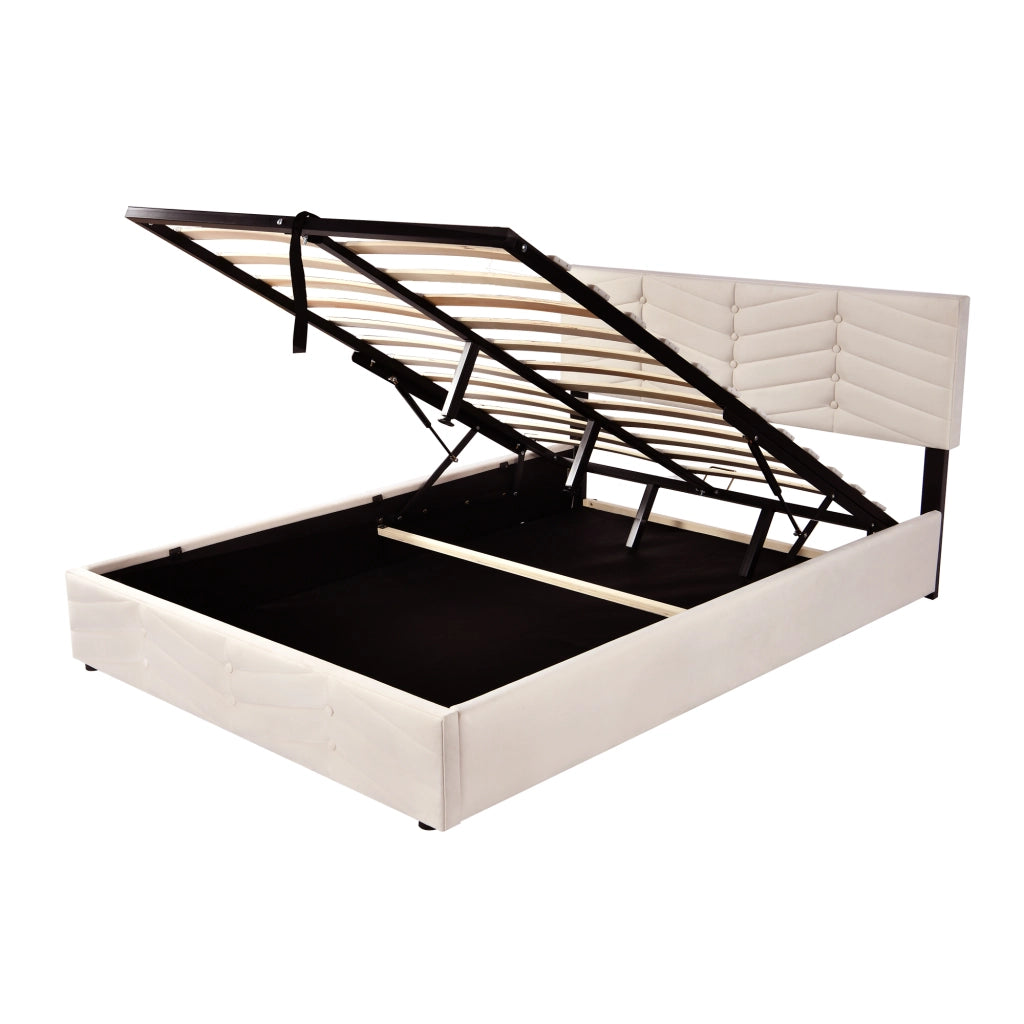 letto imbottito velluto beige 140 x 200 cm