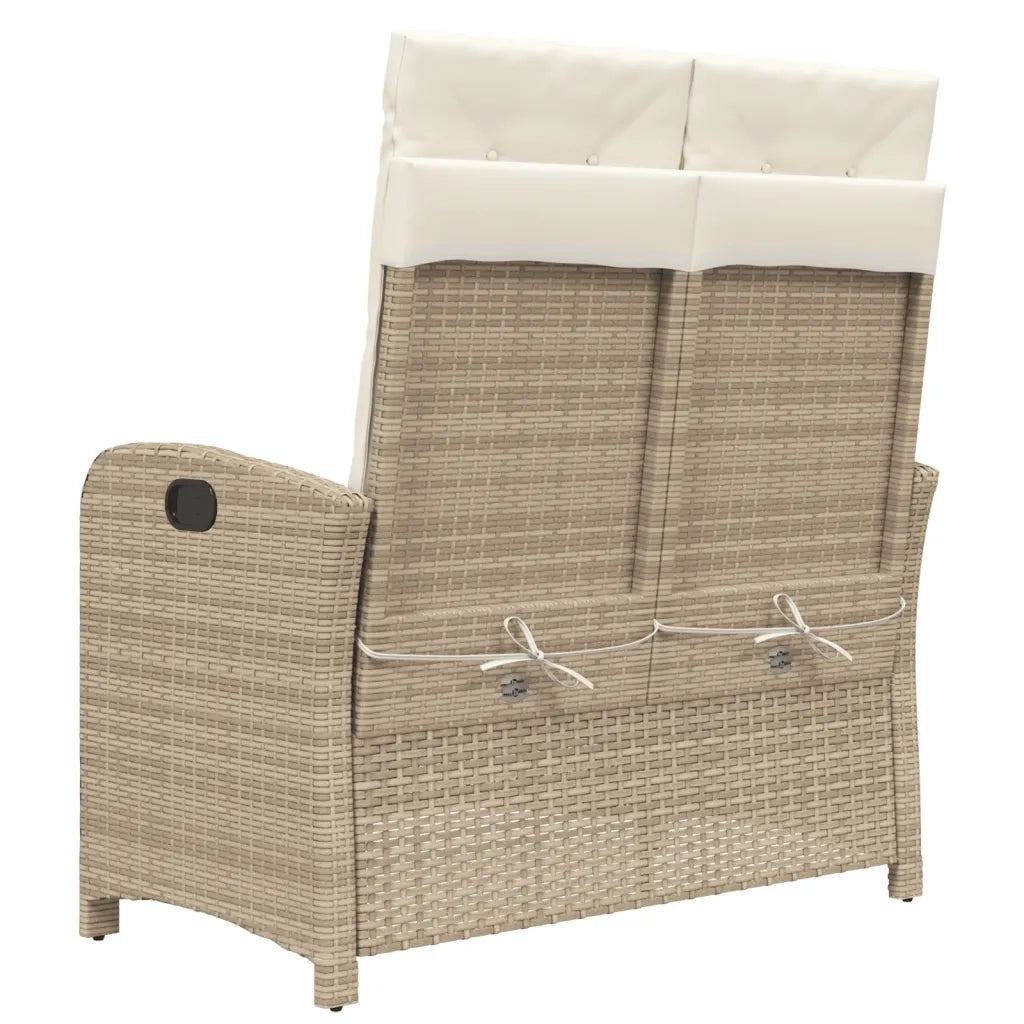 Panca Reclinabile da Giardino con Cuscini-Sgabello-Sedia da esterno Beige in Polyrattan 872613