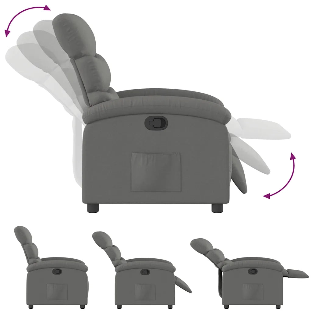 Divano Sedia-Poltrona Reclinabile in Tessuto Grigio Scuro 381698
