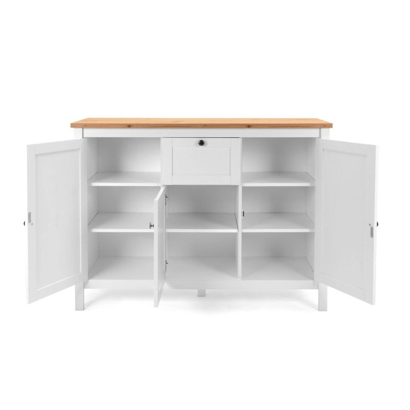 Madia Bergen57 con 3 ante e 1 cassetto bianco e top artisan oak