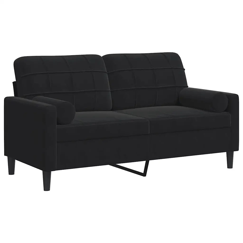 Divano a 2 Posti con Cuscini-Sofa 2 Posti con Cuscini Nero 140 cm in Velluto 959565