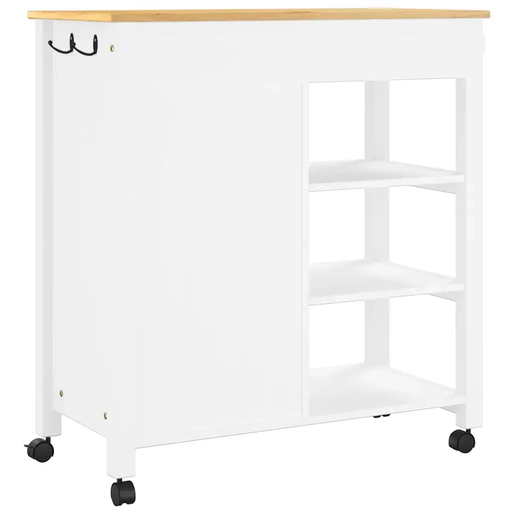 Carrello da Cucina-Scaffale per Cucina MONZA 84x40x88,5 cm in Legno Massello di Pino 473588