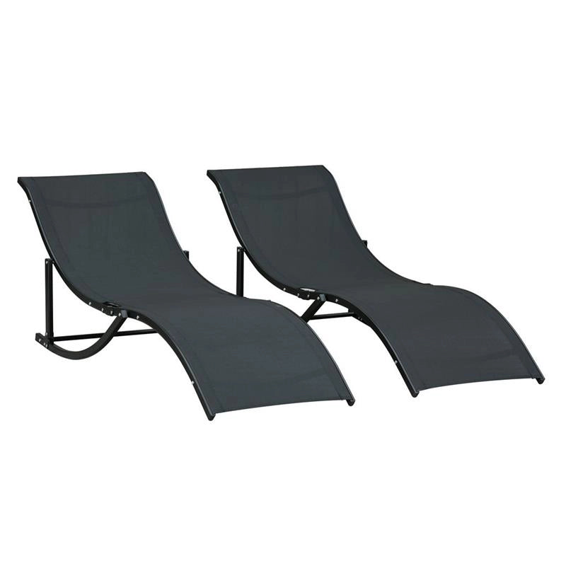 SET 2 SDRAIO DA GIARDINO PIEGHEVOLI 61 X 165 X 63 CM COLORE NERO