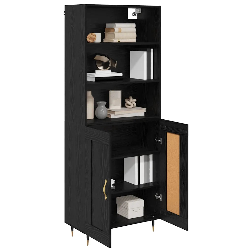 Credenza-Buffet-Armadio da cucina Rovere nero 69,5 x 34 x 180 cm Legno multistrato 528292