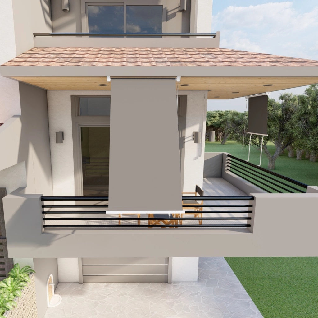 Tenda da sole a caduta con bracci 150cm telo impermeabile grigio Golisa