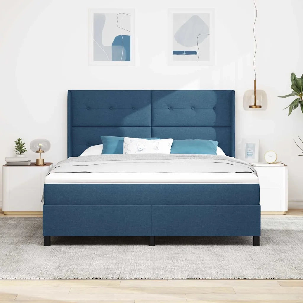 Letto a Sorgente LED con materasso Blu 180 x 200 cm Tessuto