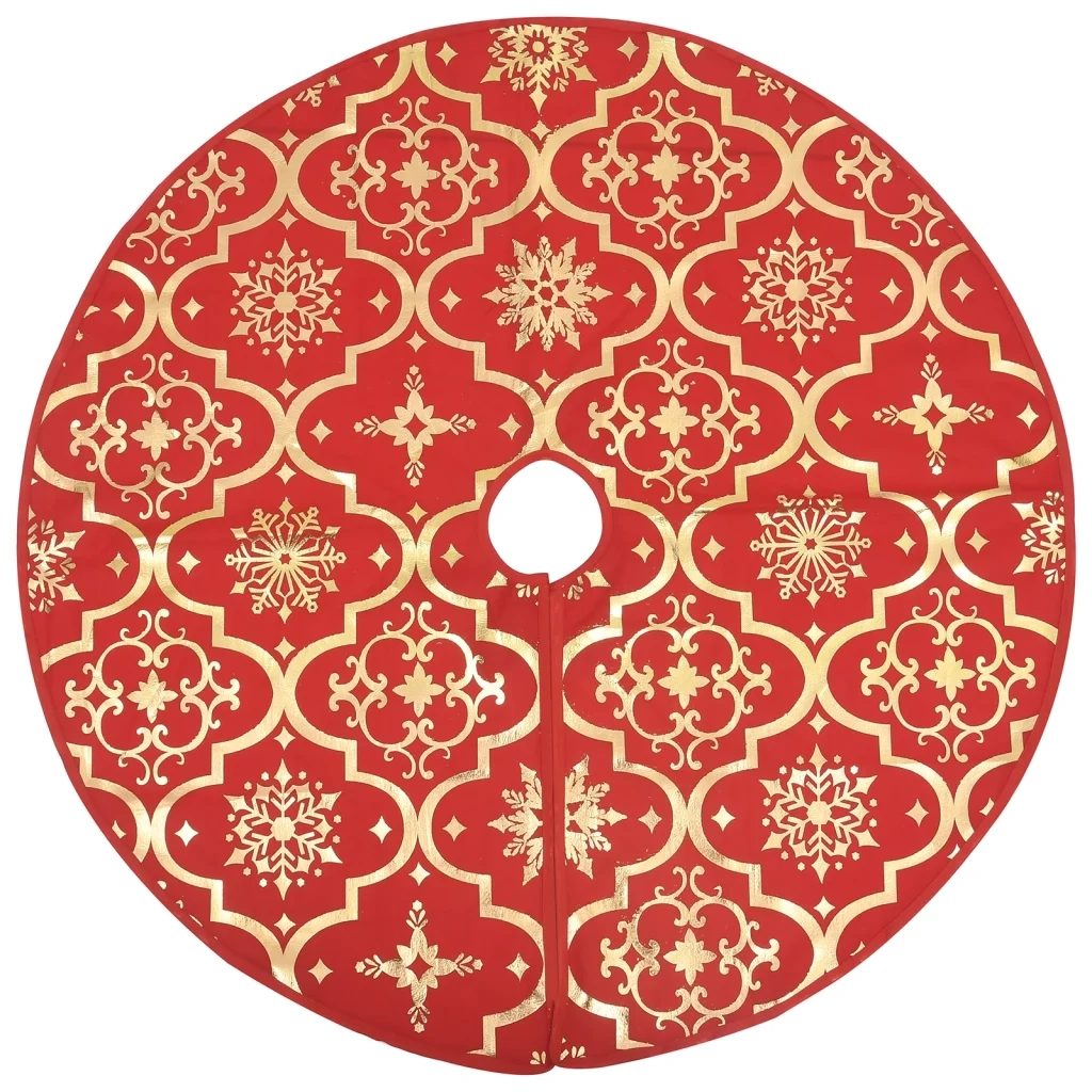 Gonna per albero di Natale-Decorazioni natalizie di lusso con calza rossa 122 cm in tessuto