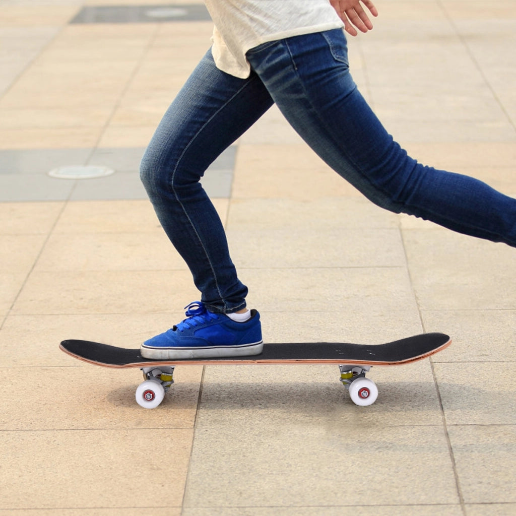Mini Skateboard in legno con 4 ruote PU antiscivolo resistenti, Skateboard per principiante esperto 80x20cm Blu-Ricreazione outdoor