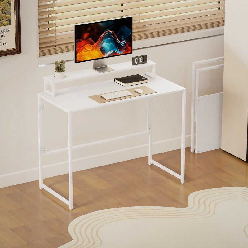 Scrivania/tavolo per computer pieghevole con supporto per monitor, ideale per l'ufficio domestico, 100 x 48 x 87,5 cm.