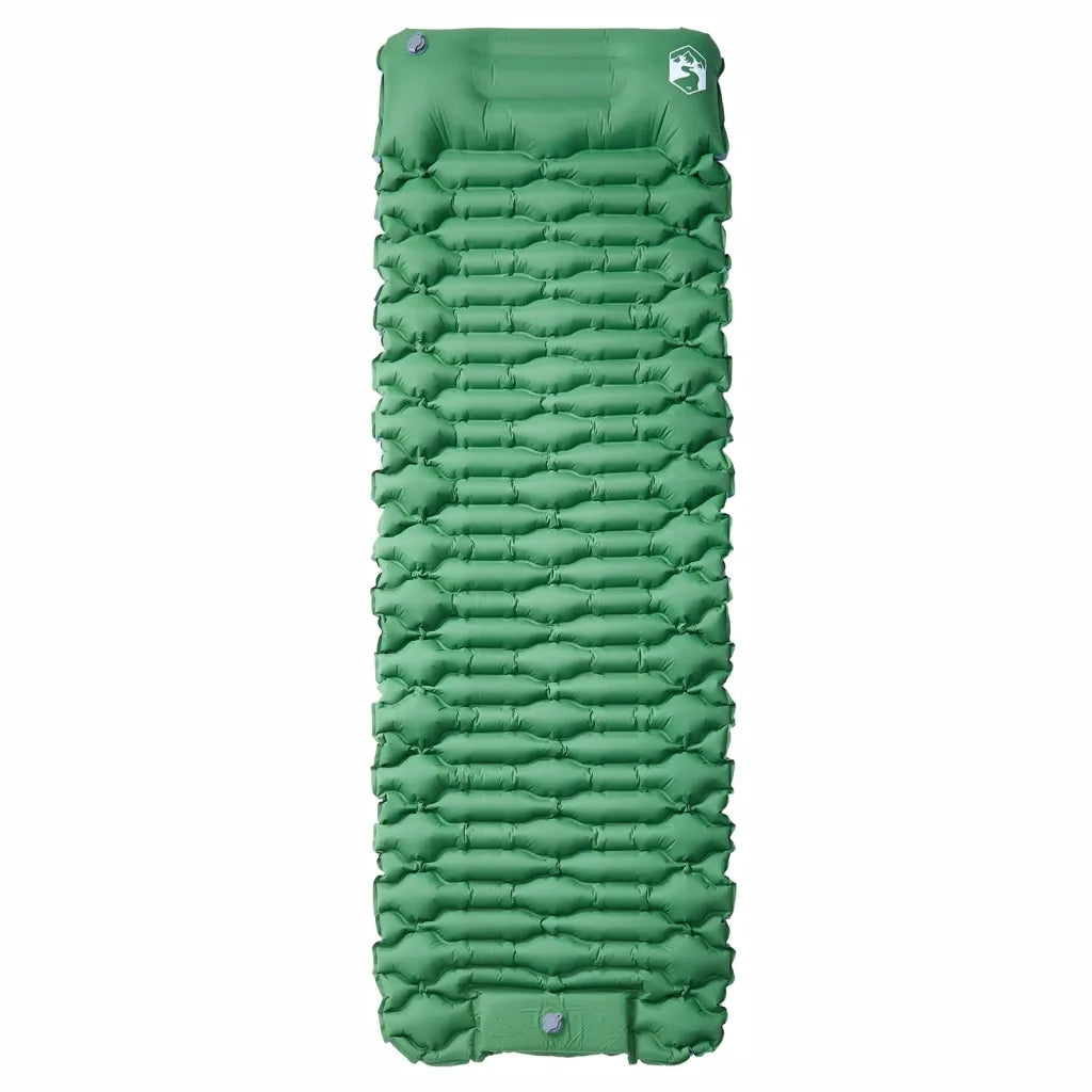 Materasso Campeggio Autogonfiabile con Cuscini 1 Persona Verde 4007106