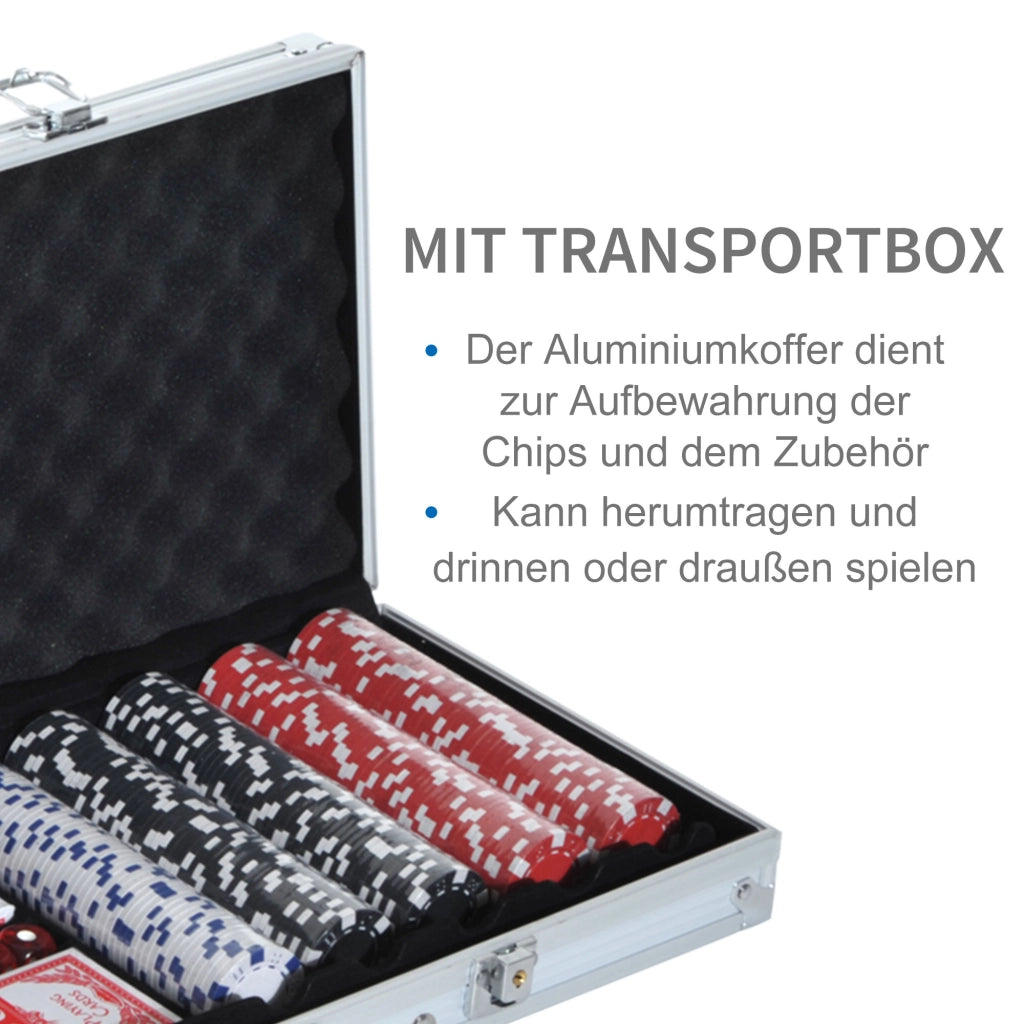 Set di Poker ¨C Minimal ¨C 500 Chip, 2 Mazzi di Carte, 5 Dadi, Custodia in Alluminio