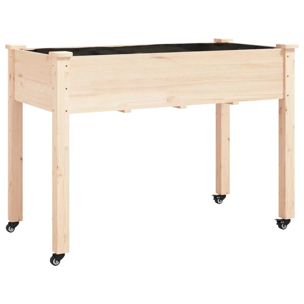 Fioriera con Ruote e Fodera 118x59x80cm Legno Massello di Abete 3157826