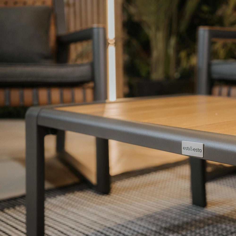 Set mobili da giardino TEXAS con divano poltrone e tavolino da caffè grigio