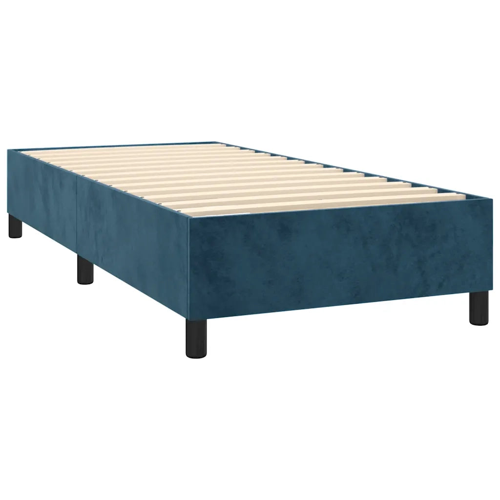 Letto singolo | Letto per adulti | Letto a Molle con Materasso e LED Blu Scuro 90x200cm in Velluto