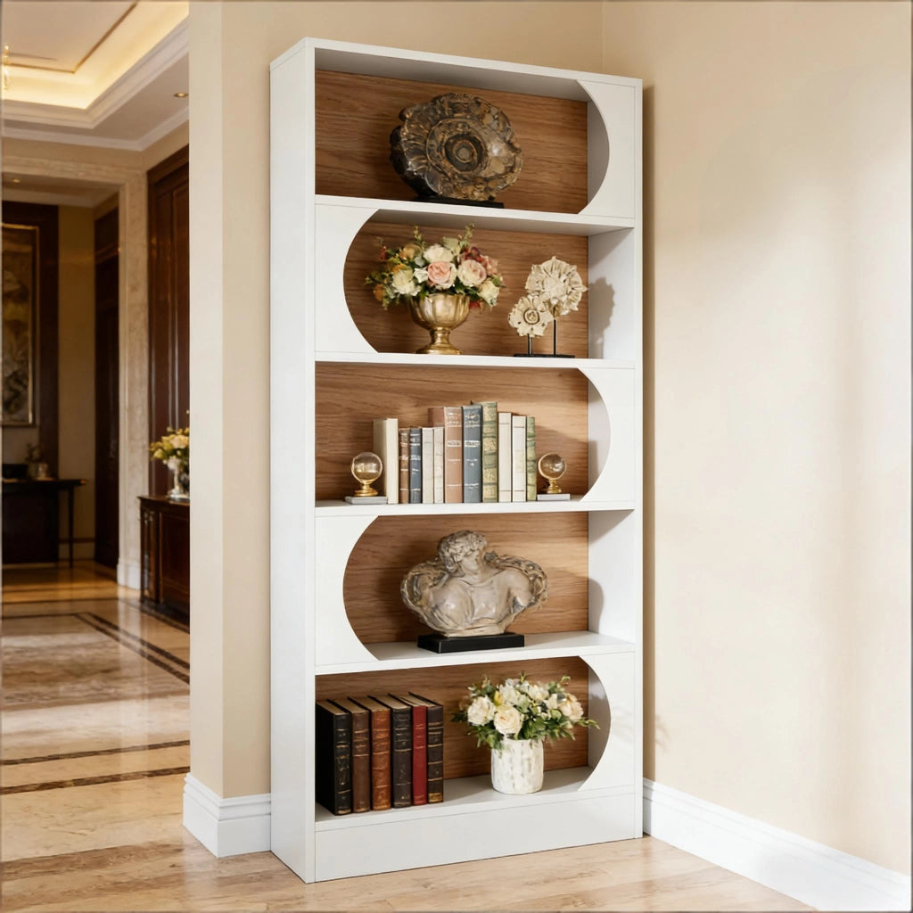 LIBRERIA a 5 ripiani in MDF bianco, freestanding