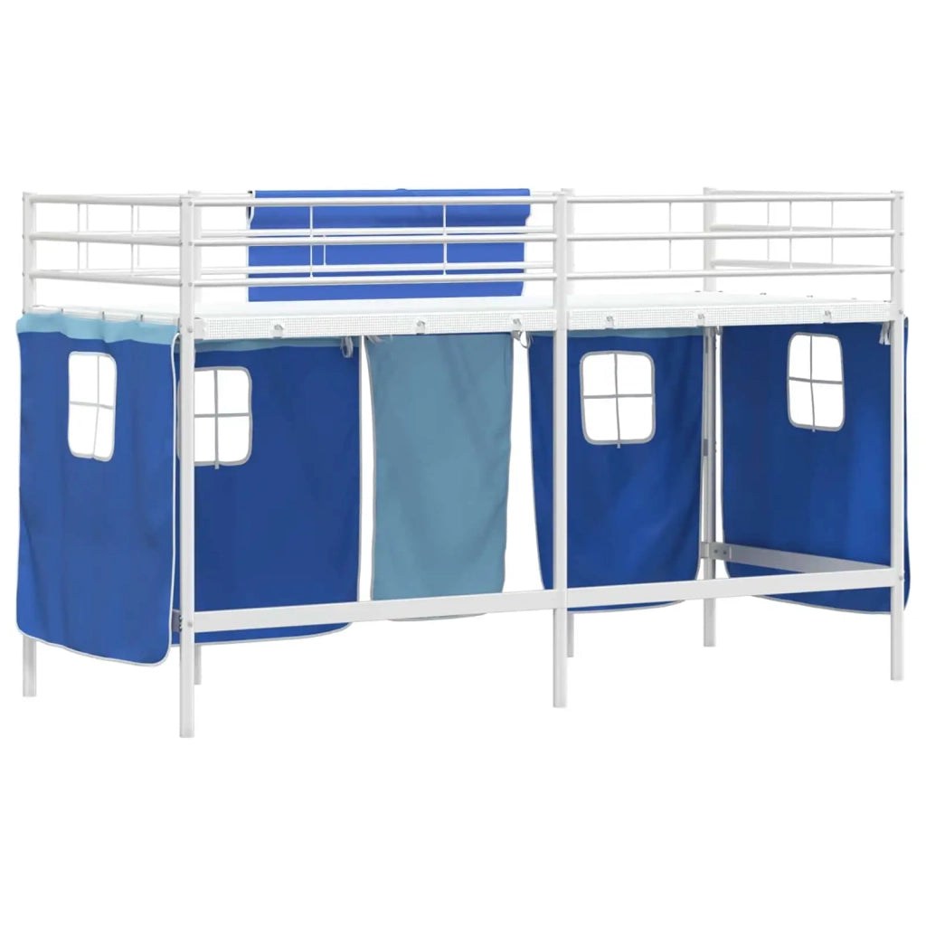 Struttura del Letto Loft per Bambini con Tendine Bianco e Blu 42020815